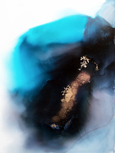 Teal Gold Abstract Flow door Alyson Storms