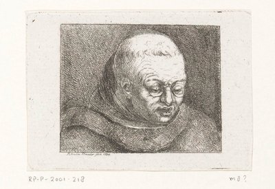 Buste van een monnik met bril door Amalie Baader