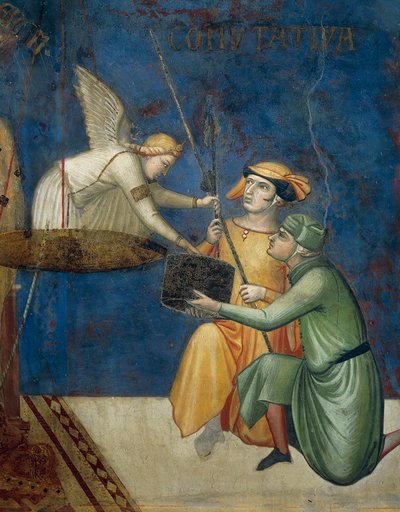 Allegorie van Goed Bestuur, Commutatieve Rechtvaardigheid of Commutatieve Straf, detail uit Allegorie en Effecten van Goed en Slecht Bestuur op Stad en Land door Ambrogio Lorenzetti