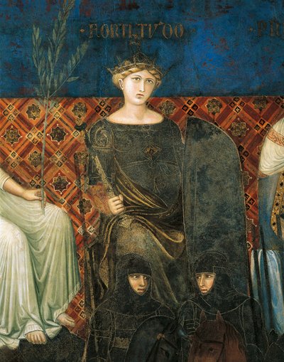 Allegorie van kracht (detail) door Ambrogio Lorenzetti