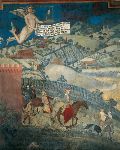 Effecten van goed bestuur op het platteland (detail) door Ambrogio Lorenzetti