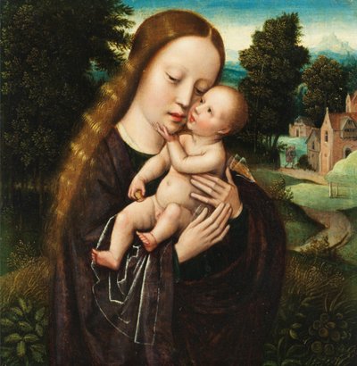 Ambrosius Benson Maria met het Kind in landschap door Ambrosius Benson