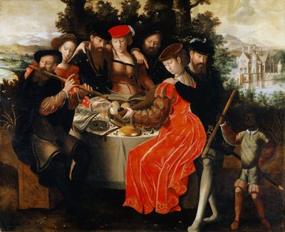 Muziek maken buiten, ca. 1540-50 door Ambrosius Benson