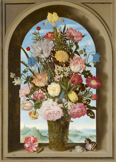 Vaas met Bloemen in een Venster door Ambrosius the Elder Bosschaert