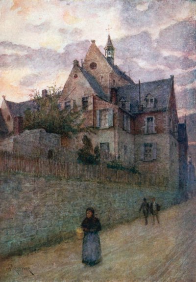 Het ziekenhuis, Dinant (kleurenlitho) door Amedee (after) Forestier