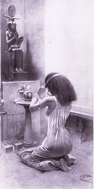 Een Egyptische vrouw bij haar devoties, 1925 door Amedee Forestier
