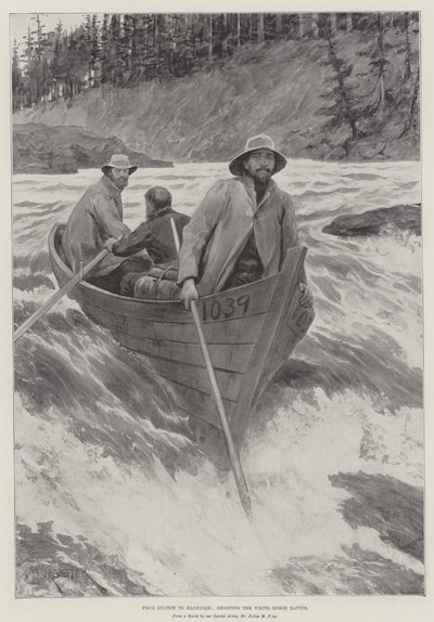 Van Euston naar Klondike, het schieten van de White-Horse Rapids door Amedee Forestier