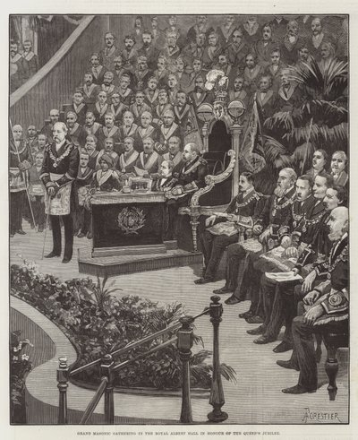 Groot Vrijmetselaarsbijeenkomst in de Royal Albert Hall ter ere van het jubileum van de koningin door Amedee Forestier