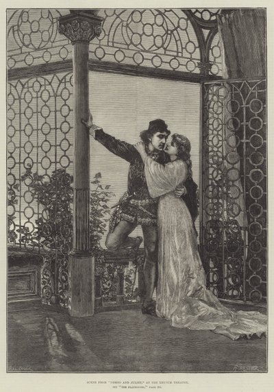 Scène uit Romeo en Julia, in het Lyceum Theater door Amedee Forestier
