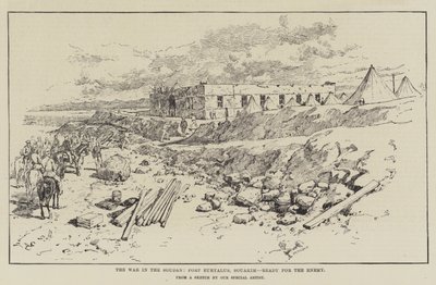 De oorlog in de Soedan, Fort Euryalus, Souakim, klaar voor de vijand door Amedee Forestier