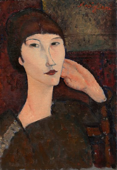 Adrienne (vrouw met pony) door Amedeo Modigliani