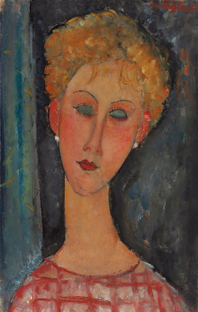 Blonde Vrouw met Krullend Haar, c.1918-1919 door Amedeo Modigliani