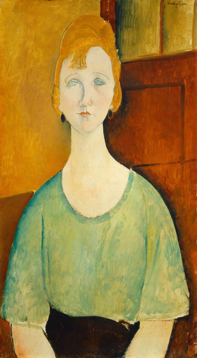 Meisje in een groene blouse door Amedeo Modigliani