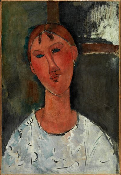 Meisje in een witte blouse door Amedeo Modigliani