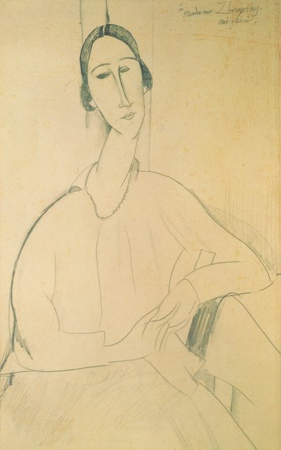 Hanka Zborowska, c.1917 door Amedeo Modigliani