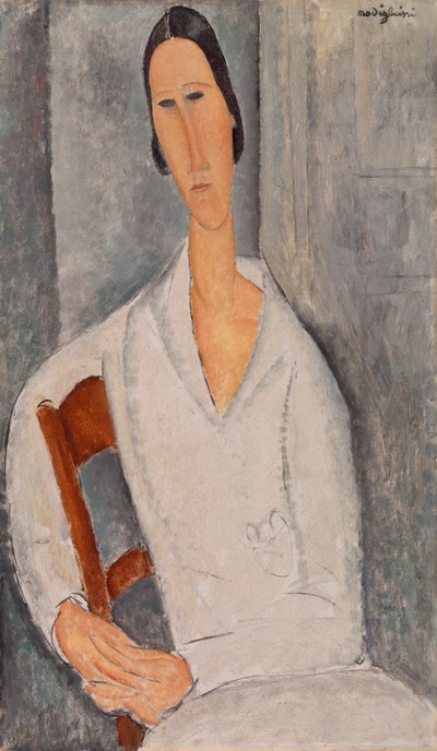 Madame Hanka Zborowska Leunend op een Stoel door Amedeo Modigliani