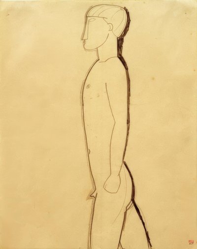 Man in profiel door Amedeo Modigliani