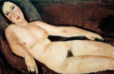 Naakt op een bank. Schilderij door Amedeo Modigliani (1884-1920) door Amedeo Modigliani