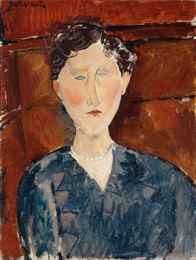 Portret van een Vrouw in een Blauwe Blouse, ca. 1916 door Amedeo Modigliani
