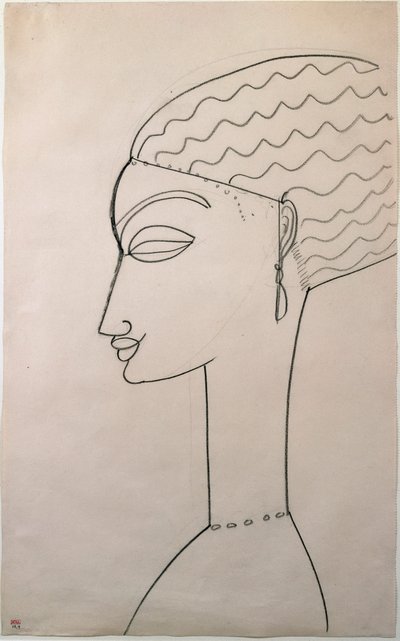 Profiel van een vrouw. Tekening door Amedeo Modigliani door Amedeo Modigliani