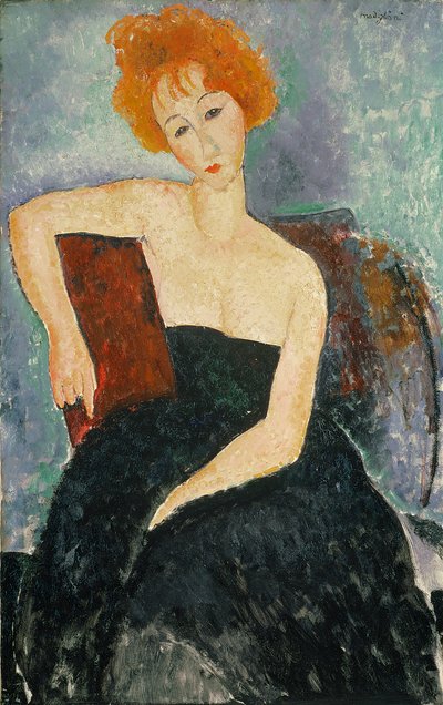 Roodharig meisje in avondjurk, 1918 door Amedeo Modigliani