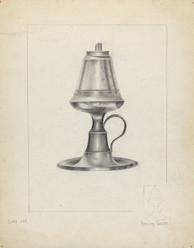 Camphene lamp door Amelia Tuccio