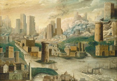 Een fantasie stad door American 19th Century