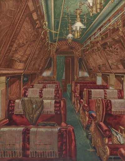 Interieur van Pullman Coach, 1888 door American 20th Century