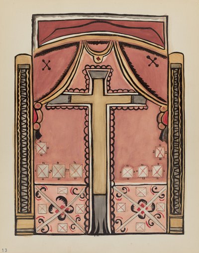 Plaat 13: Ontwerpen met kruis, Chimayo: Uit portfolio "Spaanse koloniale ontwerpen van New Mexico" door American 20th Century
