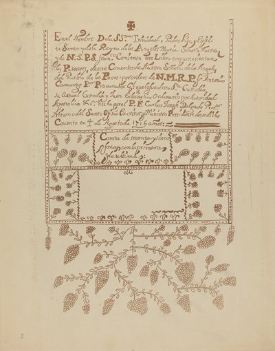 Plaat 3: Pecos Boek van Bezoeken: Uit Portfolio "Spaanse Koloniale Ontwerpen van New Mexico" door American 20th Century