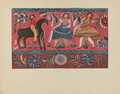 Plate 42: Geschilderd Kistontwerp: Uit Portfolio "Spaanse Koloniale Ontwerpen van New Mexico" door American 20th Century