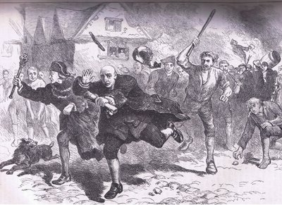 Vlucht van Hutchinson voor de relschoppers 1766, illustratie uit Cassells History of the United States, uitgegeven door Cassell, Petter & Galpin, ca. 1900 door American English school