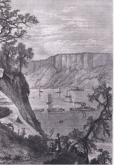 De Palisades van de Hudson, illustratie uit Cassells Geschiedenis van de Verenigde Staten gepubliceerd door Cassell, Petter & Galpin, ca. 1900 (litho) door American English school
