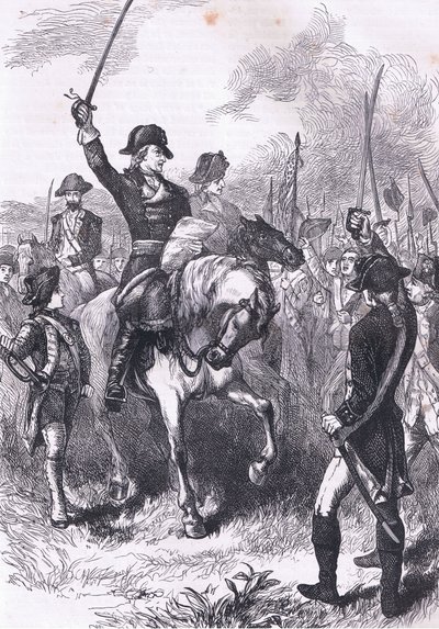 De onafhankelijkheidsverklaring voorgelezen aan het leger, illustratie uit Cassells Geschiedenis van de Verenigde Staten gepubliceerd door Cassell, Petter & Galpin, ca. 1900 door American English school