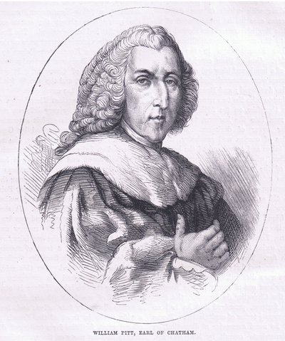 William Pitt, Graaf van Chatham, illustratie uit Cassells Geschiedenis van de Verenigde Staten uitgegeven door Cassell, Petter & Galpin, ca. 1900 (litho) door American English school