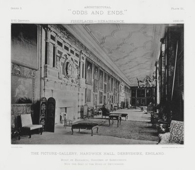 Open haard: De Schilderijgalerij, Hardwick Hall, Derbyshire, Engeland door American Photographer (after)