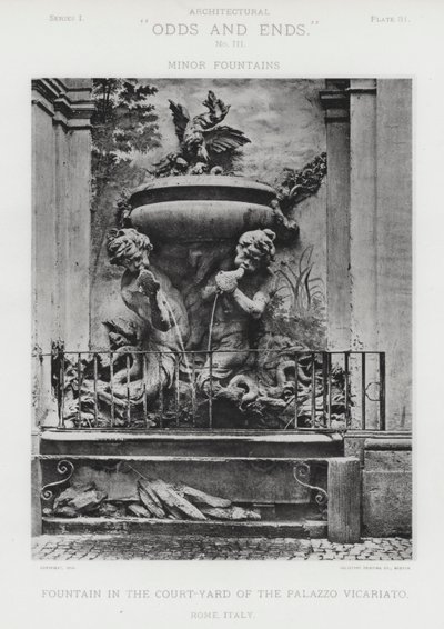 Fontein in de Binnenplaats van het Palazzo Vicariato, Rome, Italië door American Photographer (after)