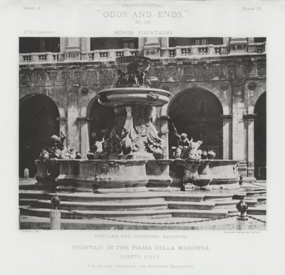 Fontein op het Piazza Della Madonna, Loreto, Italië door American Photographer (after)