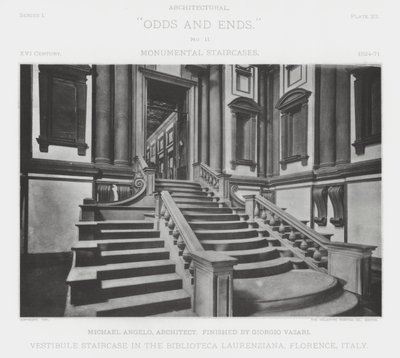 Vestibule Trap in de Biblioteca Laurenziana, Florence, Italië door American Photographer (after)