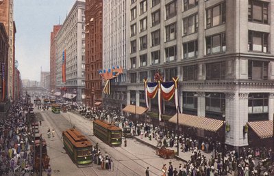Chicago: State Street, ten noorden van Madison (kleurenfoto) door American Photographer