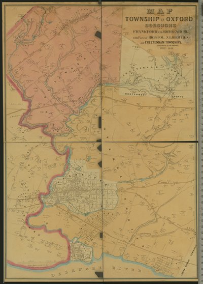 Kaart van de gemeente Oxford, Boroughs of Frankford & Bridesburg met delen van Bristol, N. Liberties en Cheltenham Townships, 1849 door American Photographer