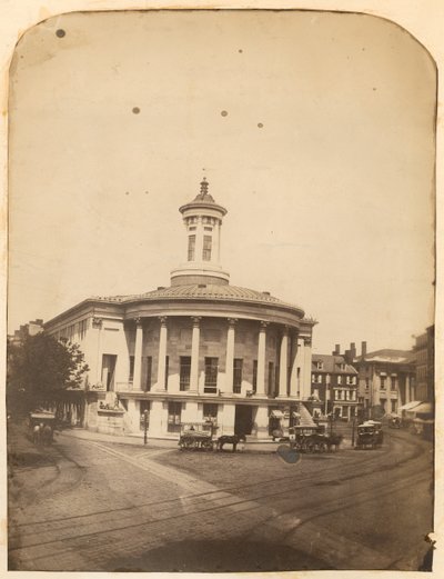 Merchants Exchange Building, 3rd Street bij Walnut, ca. 1859 door American Photographer