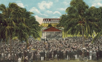 Miami, Florida, ca 1925: Bijbelklas van William J Bryan in Royal Palm Park (kleurenfoto) door American Photographer