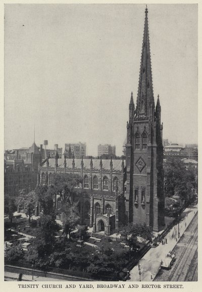 Trinity Church en Yard, Broadway en Rector Street door American Photographer