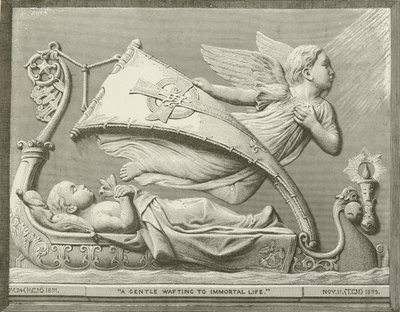 "Een zachte wuif naar het onsterfelijke leven" uit de Sculpture van F M Miller (gravure) door American School