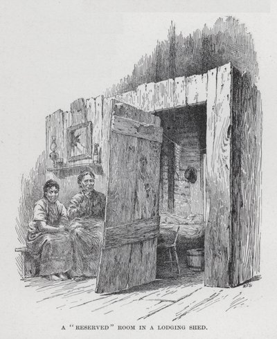 Een "gereserveerde" kamer in een slaaploods (litho) door American School