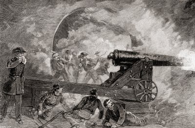 Een kazemat tijdens het bombardement bij de Slag om Fort Sumter, 12 april door American School