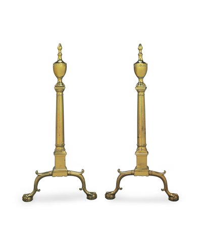 Een paar Chippendale andirons, Philadelphia of New York, 1780-1800 door American School