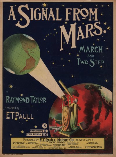 Een signaal van Mars (kleurenlitho) door American School
