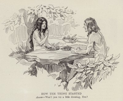 Adam en Eva in de tuin van Eden (litho) door American School